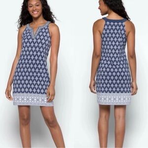 Alhambra Navy Blue Sleeveless Patterned Dress